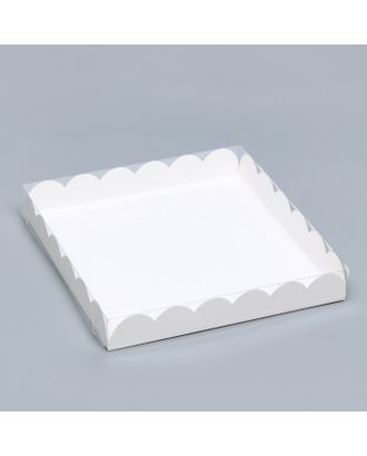 Коробочка для печенья, белая, 21 х 21 х 3 см арт. СМЛ-200794-1-СМЛ0007184426
