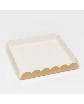 Коробочка для печенья, крафт, 21 х 21 х 3 см арт. СМЛ-200799-1-СМЛ0007184431