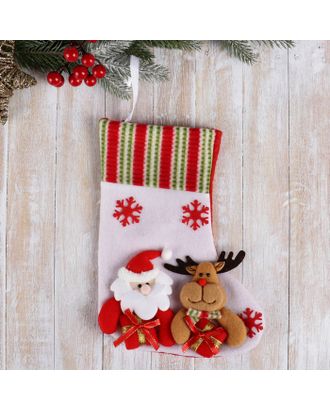Носок для подарков "Дед Мороз с оленем" 26*18 см арт. СМЛ-102123-1-СМЛ0000718469