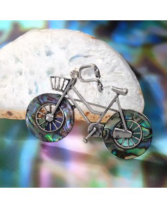 Купить Под натуральный камень Броши "Галиотис" велосипед, цвет зелёный арт. СМЛ-186808-1-СМЛ0007187607 оптом в Череповце