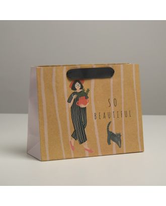 Пакет крафтовый подарочный Cat, 22 × 17,5 × 8 см арт. СМЛ-202388-1-СМЛ0007188217