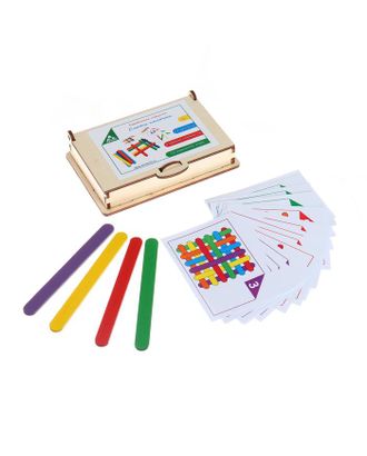 Игровой набор  "Сложи палочки" 8 карточек,12 цветных деревянных палочек 170-019 арт. СМЛ-170523-1-СМЛ0007261325