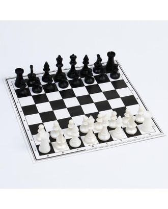 Набор шахматы и шашки, шахм. поле,фигуры пластик, король h=7 см,пешка h=4 см, d шашки=2.9 см арт. СМЛ-165861-1-СМЛ0007292729