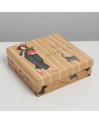 Коробка складная «Кошки», 26 х 26 х 8 см арт. СМЛ-212994-1-СМЛ0007311566