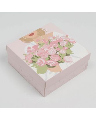 Коробка складная «Цветы», 17 х 17 х 7 см арт. СМЛ-215621-1-СМЛ0007311578