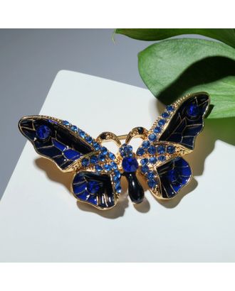 Брошь "Бабочка" тьма, цвет чёрно-синий в золоте арт. СМЛ-200983-1-СМЛ0007332956