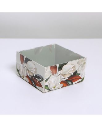 Коробка для кондитерских изделий с PVC крышкой «Цветы», 12 х 6 х 11,5 см арт. СМЛ-199757-1-СМЛ0007333913
