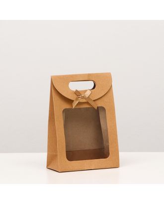 Коробка-пакет, крафт с окном, 20 х 14 х 7 см арт. СМЛ-200987-1-СМЛ0007347978