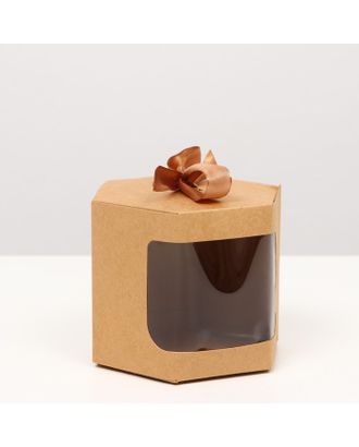 Коробка шестигранная, с окном, крафт, 10 х 10 х 10 см арт. СМЛ-201002-1-СМЛ0007347995