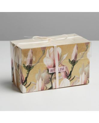 Коробка для капкейка «Магнолии», 16 × 8 × 10 см арт. СМЛ-211662-1-СМЛ0007353544
