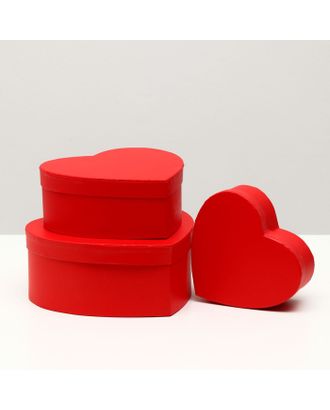 Набор коробок 3в1 сердца "Красный" 22х20х9,5 см арт. СМЛ-221480-1-СМЛ0007355863
