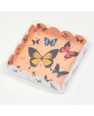 Коробочка для печенья, "Акварельные бабочки", 12 х 12 х 3 см арт. СМЛ-231432-1-СМЛ0007365322