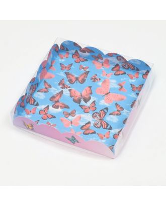 Коробочка для печенья, "Бабочки в небе", 15 х 15 х 3 см арт. СМЛ-231433-1-СМЛ0007365323