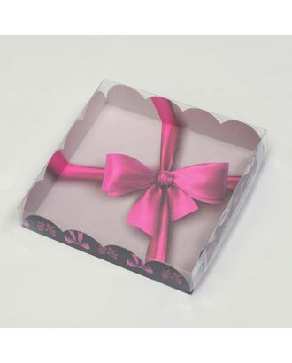 Коробочка для печенья, "Бант розовый", 15 х 15 х 3 см арт. СМЛ-231438-1-СМЛ0007365328