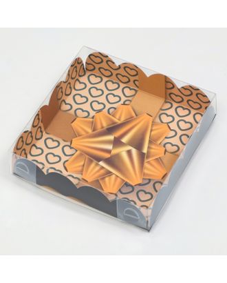 Коробочка для печенья, "Золотой бант", 12 х 12 х 3 см арт. СМЛ-231439-1-СМЛ0007365329
