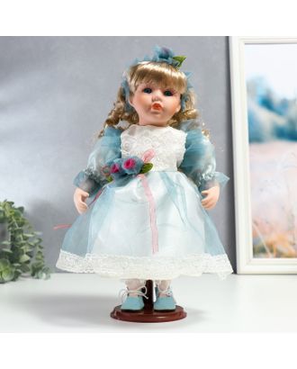 Кукла коллекционная керамика "Флора в бело-голубом платье и лентой на голове" 30 см арт. СМЛ-231588-1-СМЛ0007390258
