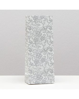 Пакет бумажный, фасовочный, "Кружева", трехслойный, серебро, 8 х 5 х 21 см арт. СМЛ-199485-1-СМЛ0007391117