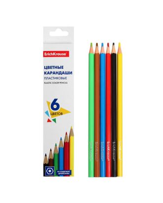 Пластиковые цветные карандаши 6 цветов, ErichKrause Basic, шестигранные арт. СМЛ-188734-1-СМЛ0007398658