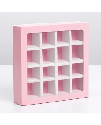 Коробка под 16 конфет с ячейками «Розовая» 17,7 х 17,7 х 3,8 см арт. СМЛ-202353-1-СМЛ0007434745