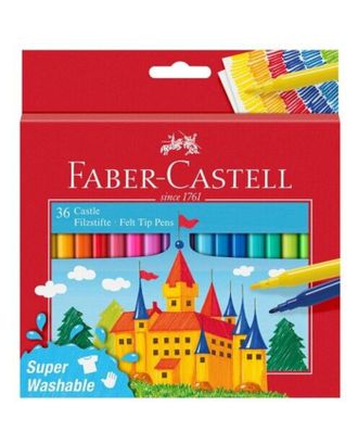 Фломастеры Faber-Castell «Замок» смываемые, в картонной коробке с европодвесом, 36 цветов арт. СМЛ-210516-1-СМЛ0007441411