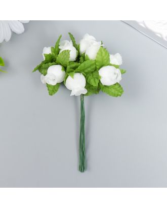 Цветы для декорирования "Роза Бланка" белая 1 букет=12 цветов 10 см арт. СМЛ-227044-1-СМЛ0007445142