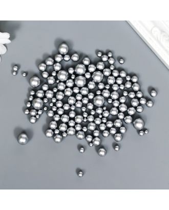 Декор для творчества пластик "Шарики. Матовое серебро" d=1,5-8 мм, набор 10 гр арт. СМЛ-221784-1-СМЛ0007459569