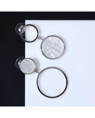 Серьги с перламутром "Волшебство" круг и кольцо, цвет белый в серебре арт. СМЛ-190162-1-СМЛ0007472844