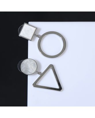 Серьги с перламутром "Ракушка" треугольник полый, цвет белый в серебре арт. СМЛ-190165-1-СМЛ0007472847