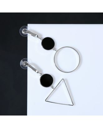 Серьги с перламутром "Ракушка" треугольник полый, цвет чёрный в серебре арт. СМЛ-190167-1-СМЛ0007472849