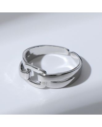 Кольцо "Пряжка" квадрат, цвет серебро, безразмерное арт. СМЛ-189645-1-СМЛ0007472882