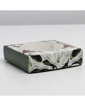 Коробка для макарун с низкими бортами "Манголия" ,11× 11× 3 см арт. СМЛ-224006-1-СМЛ0007474659
