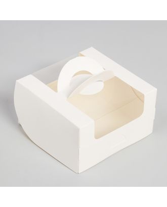 Коробка складная с окном под бенто-торт, белая, 14 х 14 х 8 см арт. СМЛ-190401-1-СМЛ0007479581