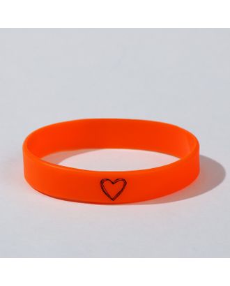 Силиконовый браслет "Нарисованное сердце" женский, цвет оранжевый, 18см арт. СМЛ-194738-1-СМЛ0007483766