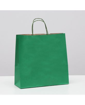 Пакет крафт, зеленый вельвет, с кручеными ручками, 32 х 12 х 32 см арт. СМЛ-220734-1-СМЛ0007502324