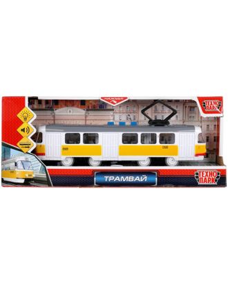 Модель «Трамвай», 21,5 см, 3 кнопки, свет-звук, инерция, цвет жёлтый арт. СМЛ-196100-1-СМЛ0007558617