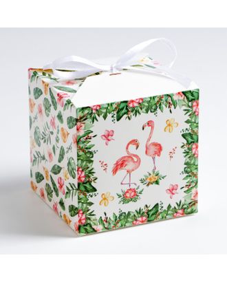 Коробка складная "Фламинго", 10 х 10 х 10 см, арт. СМЛ-217672-1-СМЛ0007607378