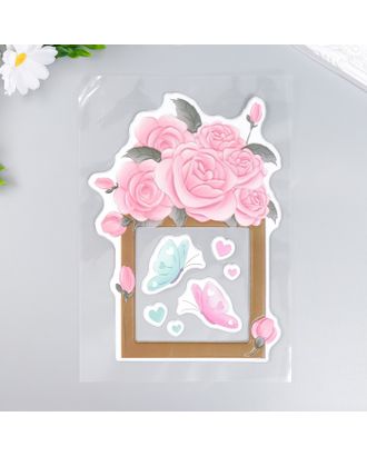 Наклейка на выключатель "Розы и бабочки" окно 8,5х8,5 см, объемная 26х16,5 см арт. СМЛ-228958-1-СМЛ0007608466