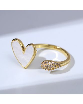 Кольцо "Сердце" мультяшное, цвет белый в золоте арт. СМЛ-214753-1-СМЛ0007644040
