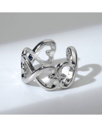 Кольцо "Бесконечность" сердца, цвет серебро, безразмерное арт. СМЛ-215549-1-СМЛ0007644281