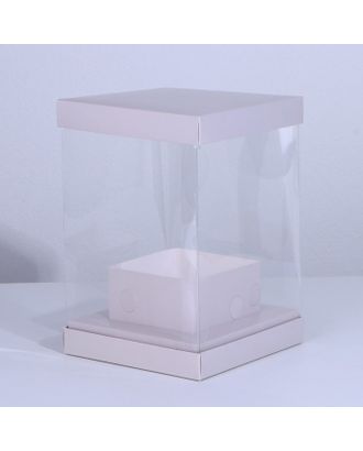 Коробка для цветов с вазой и PVC окнами складная «Серая», 16 х 23 х 16 см арт. СМЛ-221684-1-СМЛ0007647587
