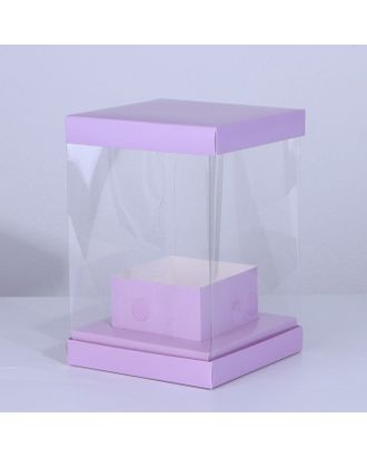 Коробка для цветов с вазой и PVC окнами складная «Лаванда», 16 х 23 х 16 см арт. СМЛ-221685-1-СМЛ0007647588