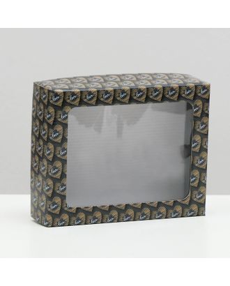 Коробка крышка-дно "Love", с окном, 18 х 15 х 5 см арт. СМЛ-226049-1-СМЛ0007652190
