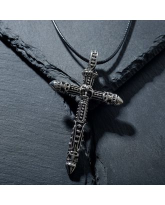 Кулон унисекс "Крест" с черепом, цвет чернёное серебро арт. СМЛ-218741-1-СМЛ0007664821