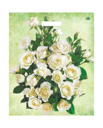 Пакет "Белые розы", полиэтиленовый с вырубной ручкой, 38х45 см, 60 мкм арт. СМЛ-216822-1-СМЛ0007669442