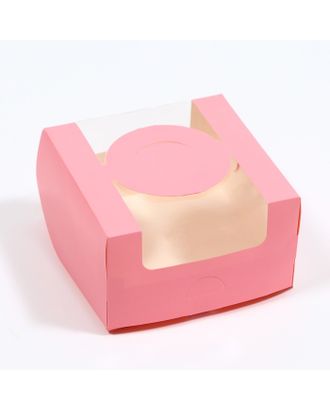 Коробка под бенто-торт с окном, розовый, 14 х 14 х 8 см арт. СМЛ-228759-1-СМЛ0007725069