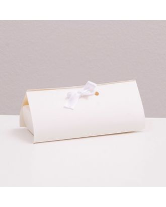 Коробка складная под конфеты, пирожные с лентой, белый, 14 х 6 х 4 см арт. СМЛ-230574-1-СМЛ0007730672
