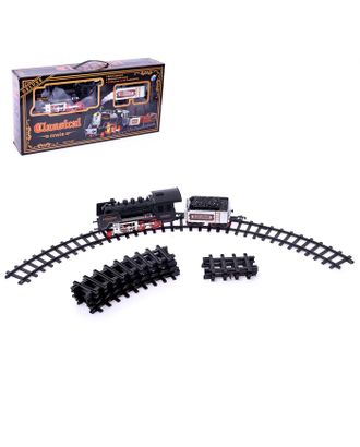 Железная дорога «Классический паровоз», 18 деталей, световые и звуковые эффекты, с дымом, работает от батареек, длина пути 420 см арт. СМЛ-101911-1-СМЛ0000884780