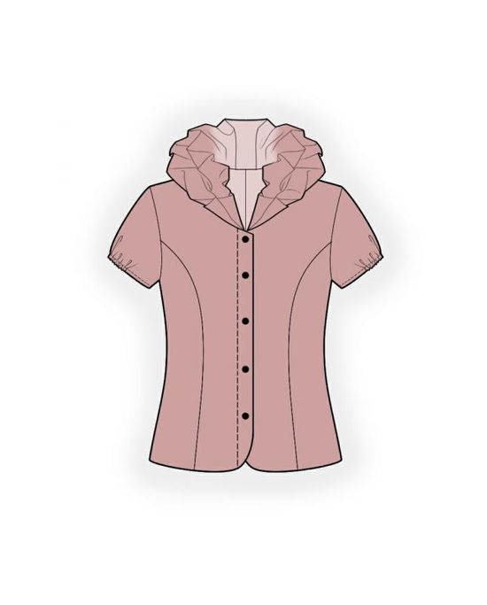 Выкройка: блузка с большим воротником выкройка-лекало