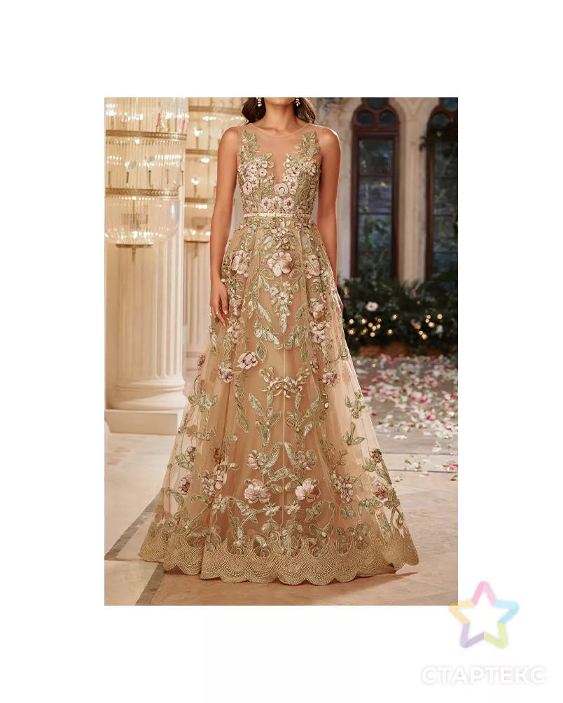 Вышивка на сетке с пайеткой и бусинами арт. ПКП-27-5-26488.005 - рис. 2