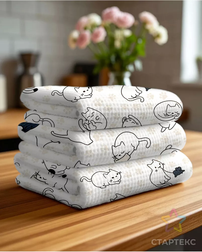 Котики (Полотно вафельное 50 см) арт. ПВ50-131-1-0989.044 - рис. 7